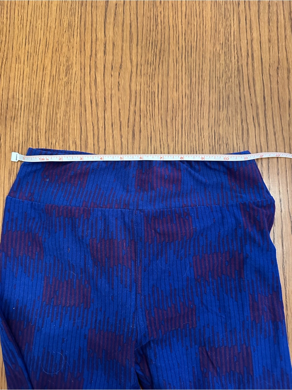 LuLaRoe Blue and Maroon Patterned Leggings - Picture 3 of 4
